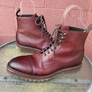 Loake Pebbled Burnished Leather Hand Painted Lace Up Boots Size 10 Men’s